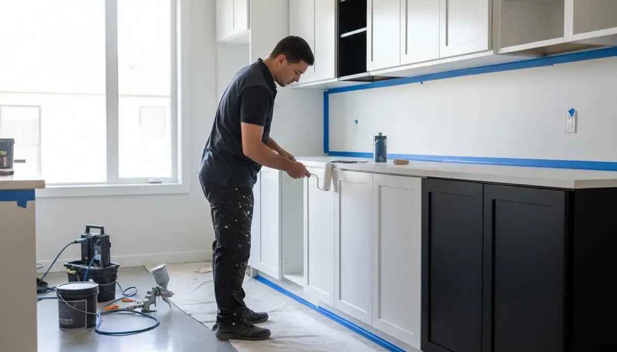 Professional cabinet painting in Fresno, CA kitchen by expert local house painters