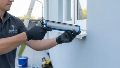 Professional caulking and sealing on Fresno CA home exterior by expert house painters