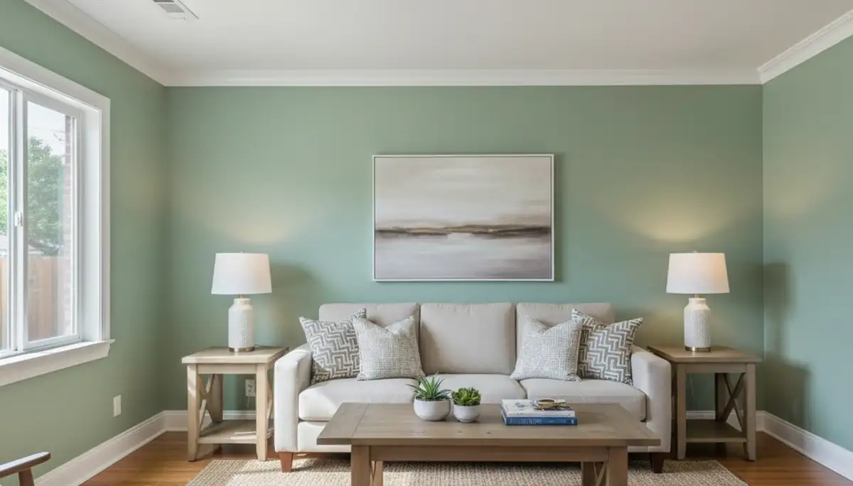 Freshly painted living room with smooth walls and modern colors by expert interior painters in Fresno, CA