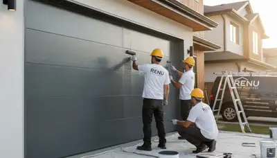 Professional garage door painting service in Fresno, CA enhancing home curb appeal and durability
