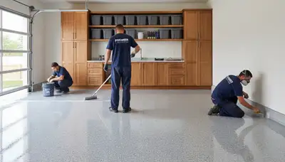 Epoxy garage floor coating in Fresno, CA with durable finish by local house painting pros