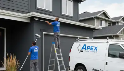 Professional gutter painting on a Fresno CA home exterior by local house painters