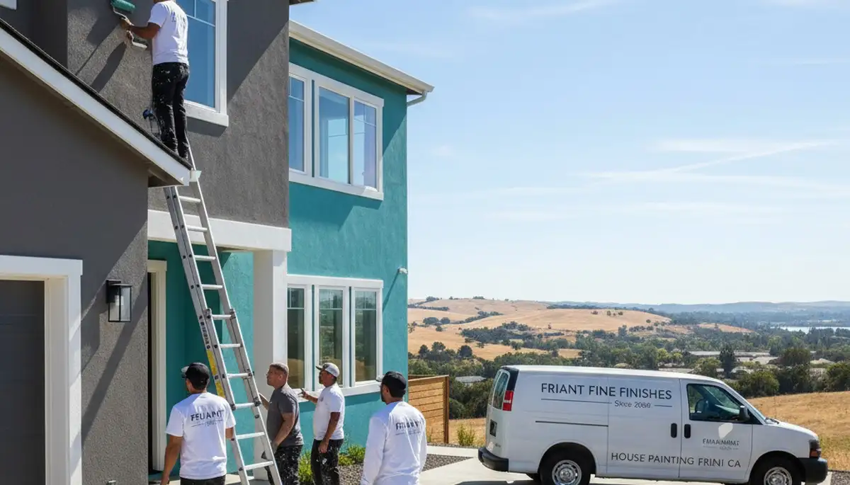 Fresno, CA house painters painting a home exterior for professional residential painting services