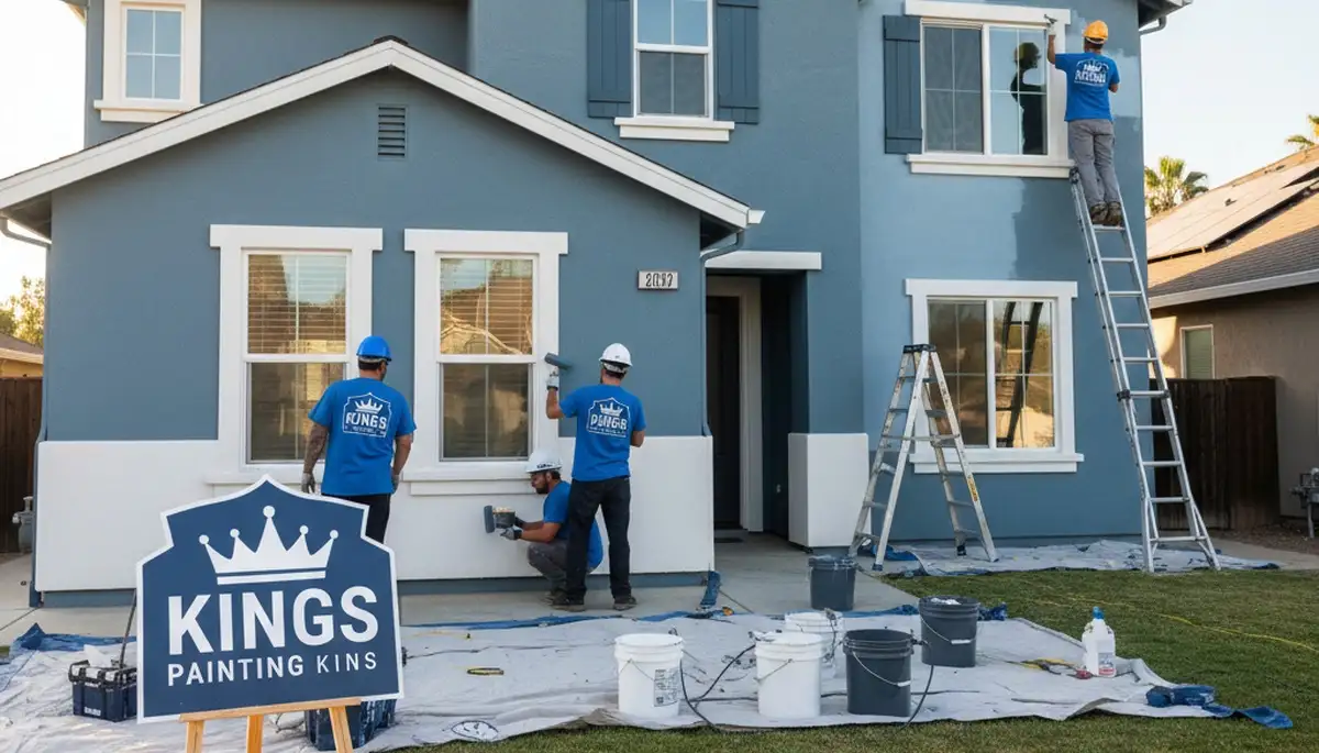 Professional house painters working on exterior home in Fresno, CA