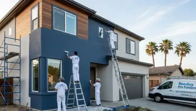 Professional house painters working on exterior home painting in Fresno, CA