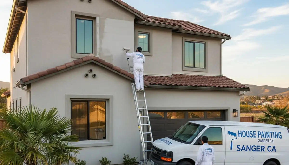 Professional house painters improving home exterior in Fresno, CA