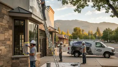 Professional house painters finishing exterior home painting in Fresno, CA