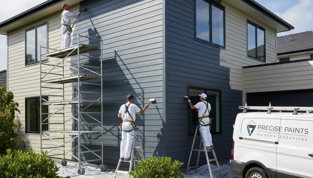 Professional siding painting on a Fresno CA home exterior with durable sun-resistant coatings