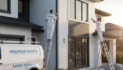Professional trim and fascia painting on suburban home in Fresno, CA by expert house painters