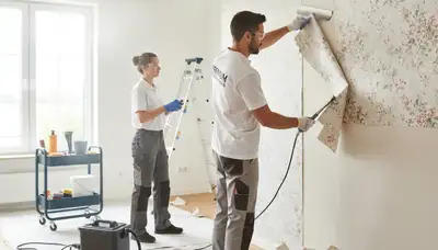 Professional wallpaper removal and wall prep by house painters in Fresno, CA