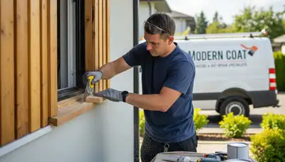 Professional wood rot repair on Fresno CA home exterior by expert house painters