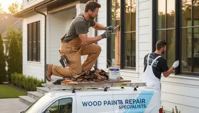 Professional wood rot repair on Fresno, CA home exterior by expert house painters