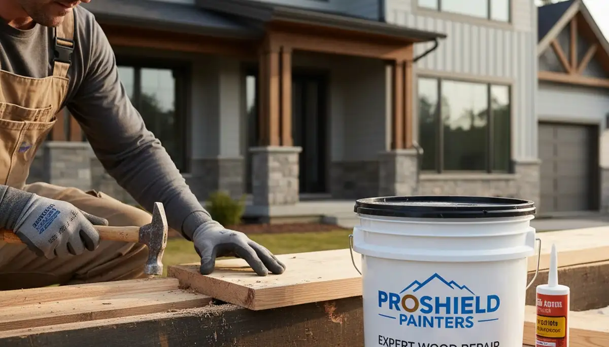 Professional wood rot repair on Fresno, CA home exterior by expert house painters